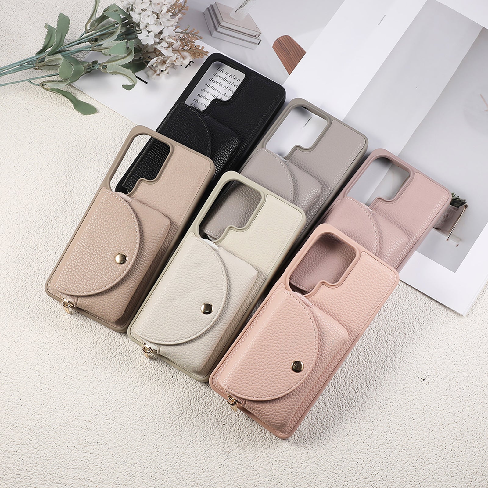 Sunyi Fashion Wallet Phone Case with Mirror & Crossbody Strap, PU Leather Card Holder Case for Samsung Galaxy S26/S25/S24 Series