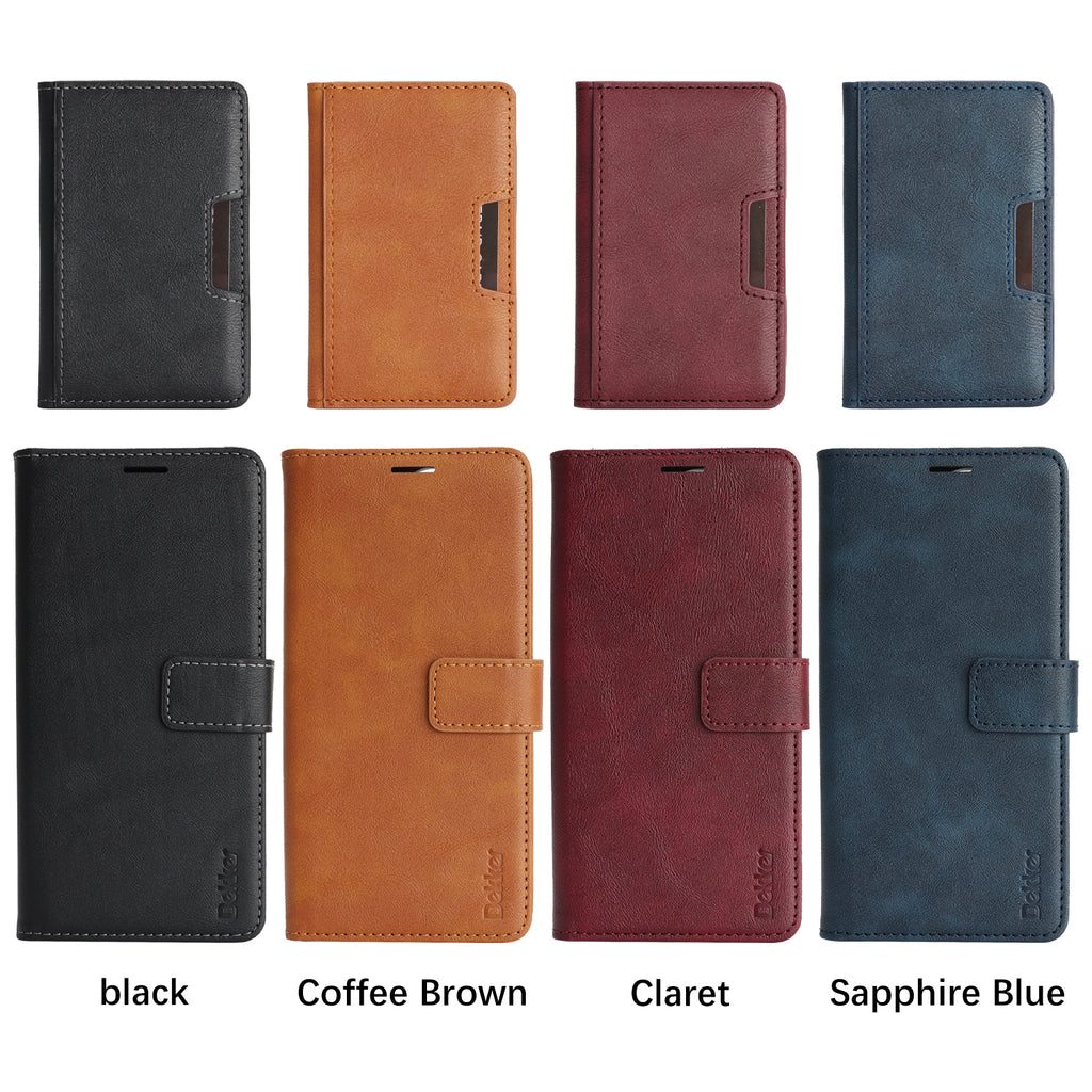 Sunyi Magnetic Leather Wallet Case for iPhone (17/16/15/14 Series), N52 Ring Magnet, MagSafe Wireless Charging, 3 Card + 1 Wallet Slots & 2-Fold 5-Card Holder