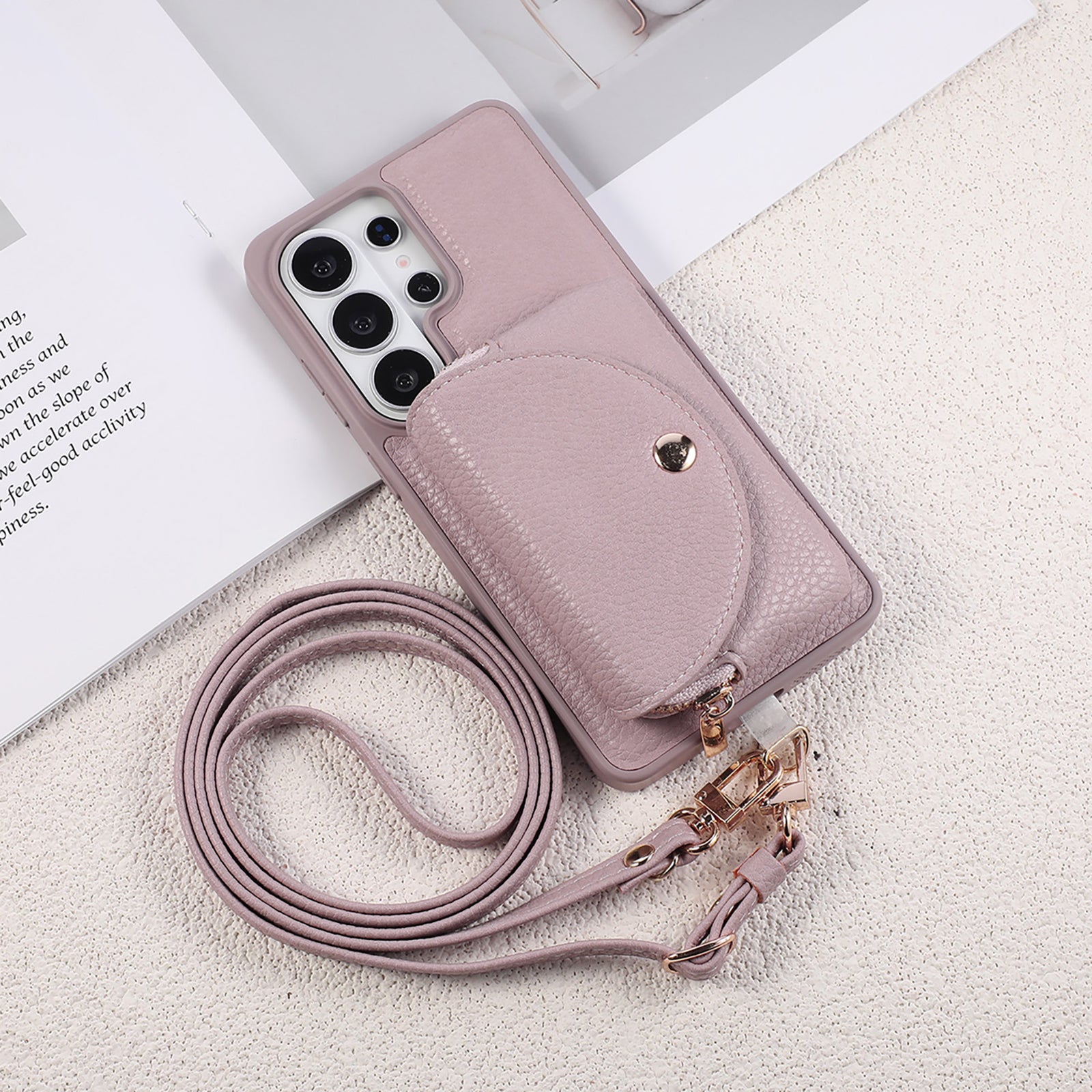 Sunyi Fashion Wallet Phone Case with Mirror & Crossbody Strap, PU Leather Card Holder Case for Samsung Galaxy S26/S25/S24 Series