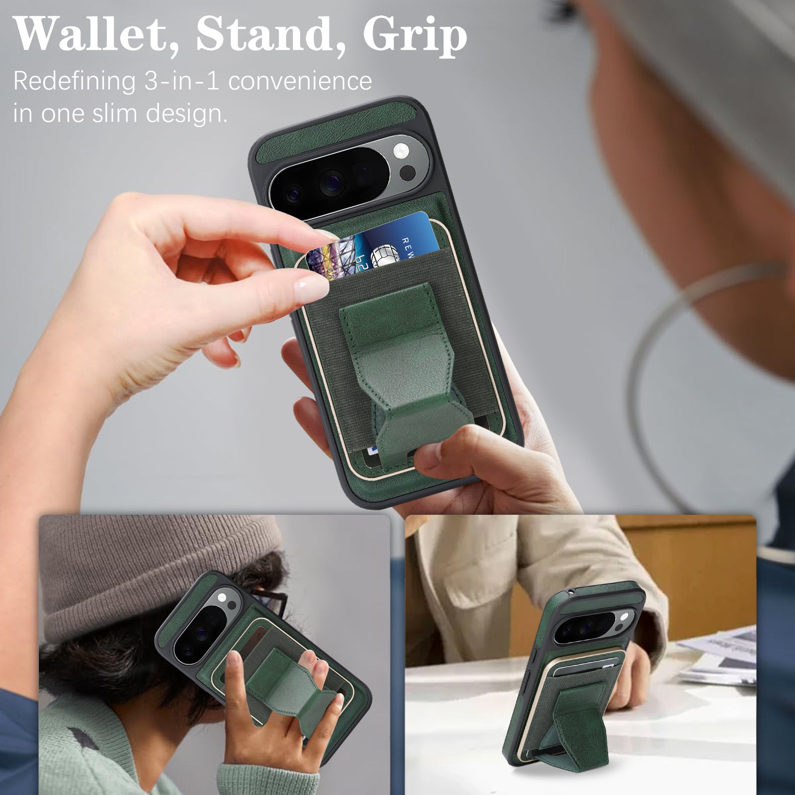 Sunyi Q2 2-in-1 Magnetic Card Holder Phone Case Google Pixel 10 9 A Pro XL Powerful N52 Magnets, MagSafe Seamless Charging