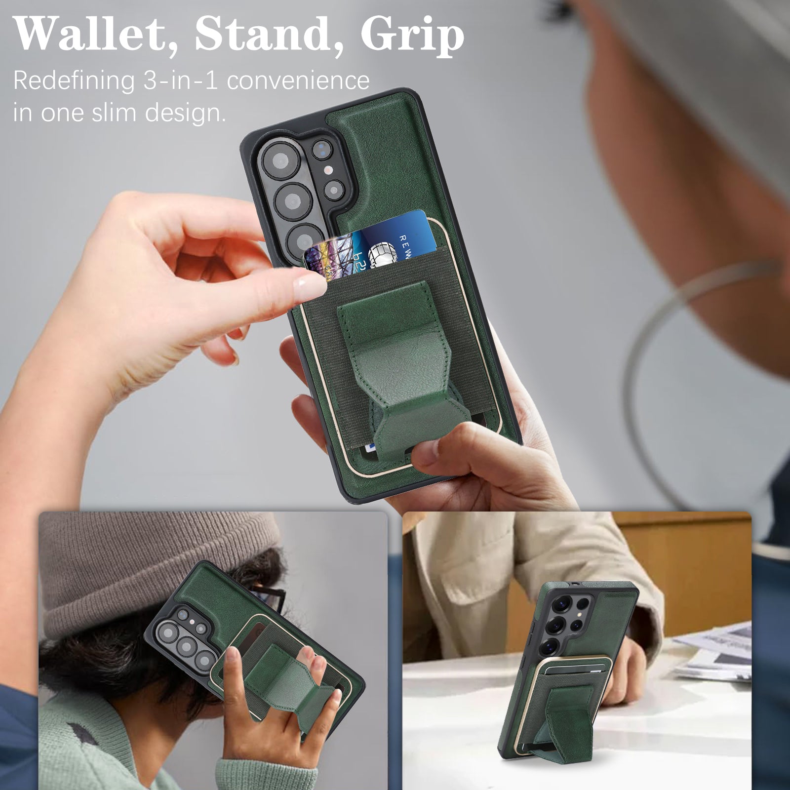 Sunyi Q2 2-in-1 Magnetic Card Holder Phone Case Samsung Galaxy S26 S25 S24 S23 Ultra Plus Powerful N52 Magnets, MagSafe Seamless Charging