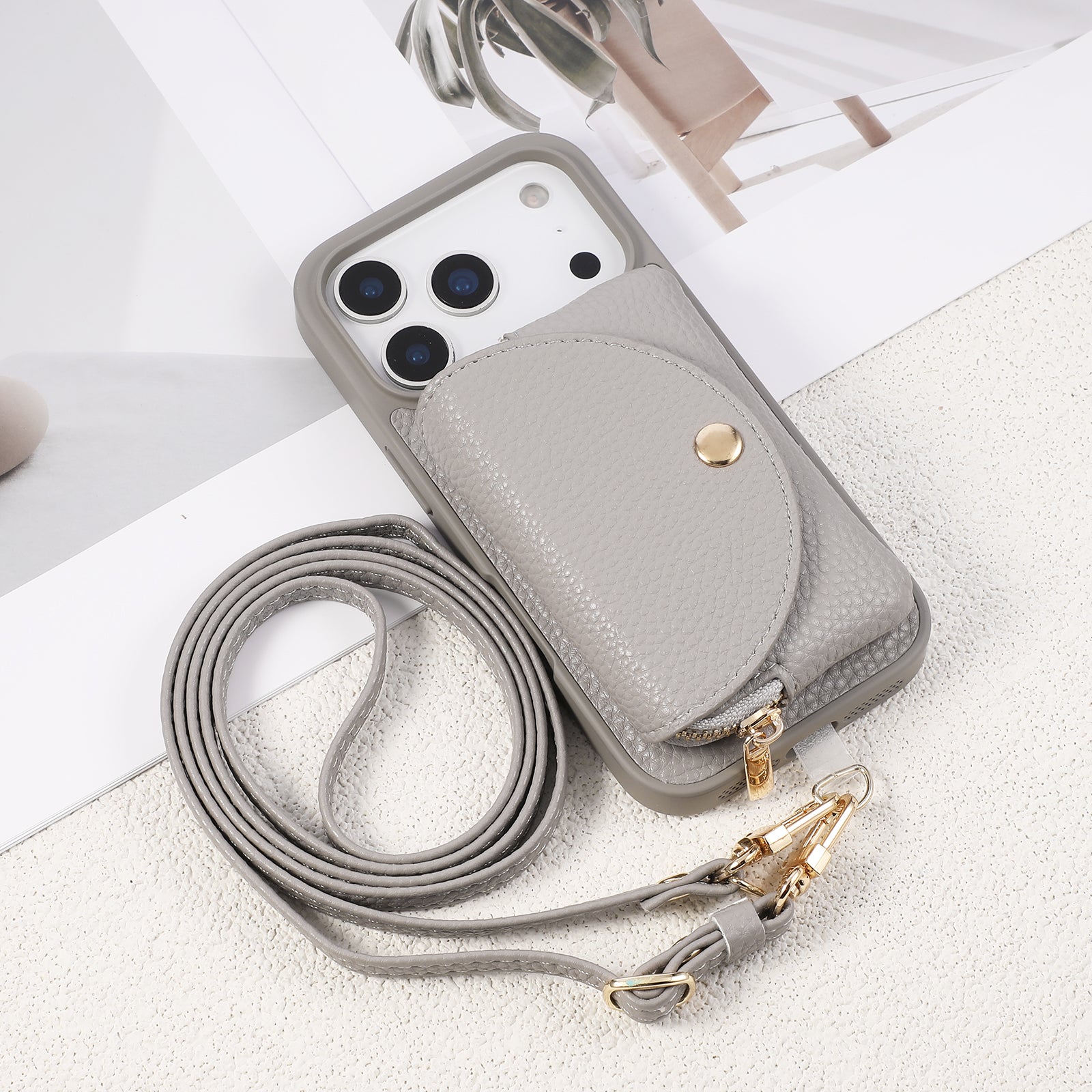Sunyi Women Fashion Card Wallet Phone Case with Makeup Mirror & Crossbody Lanyard for iPhone Air 17 16 15 14 13 Pro Max Plus