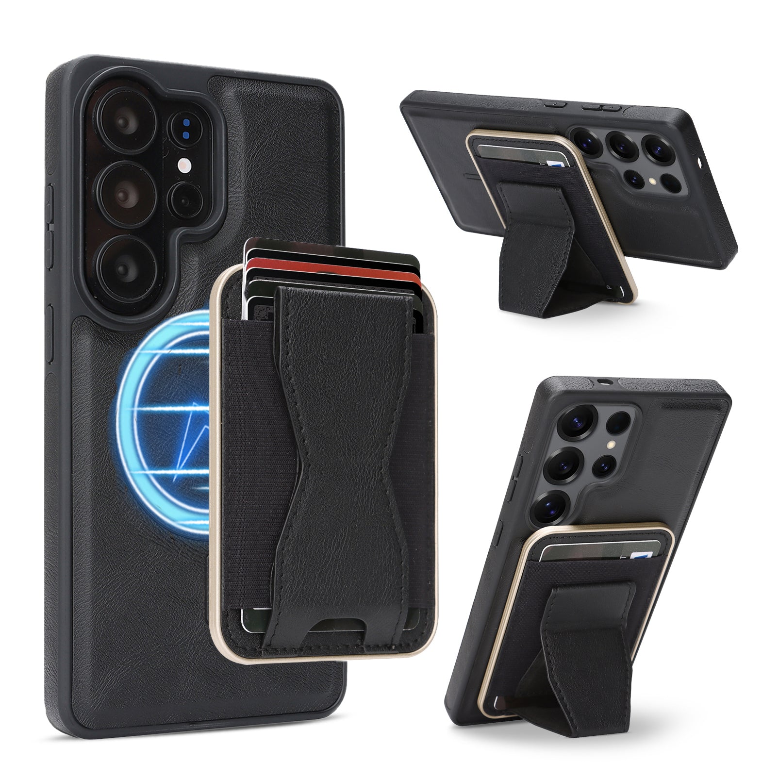 Sunyi Q2 2-in-1 Magnetic Card Holder Phone Case Samsung Galaxy S26 S25 S24 S23 Ultra Plus Powerful N52 Magnets, MagSafe Seamless Charging