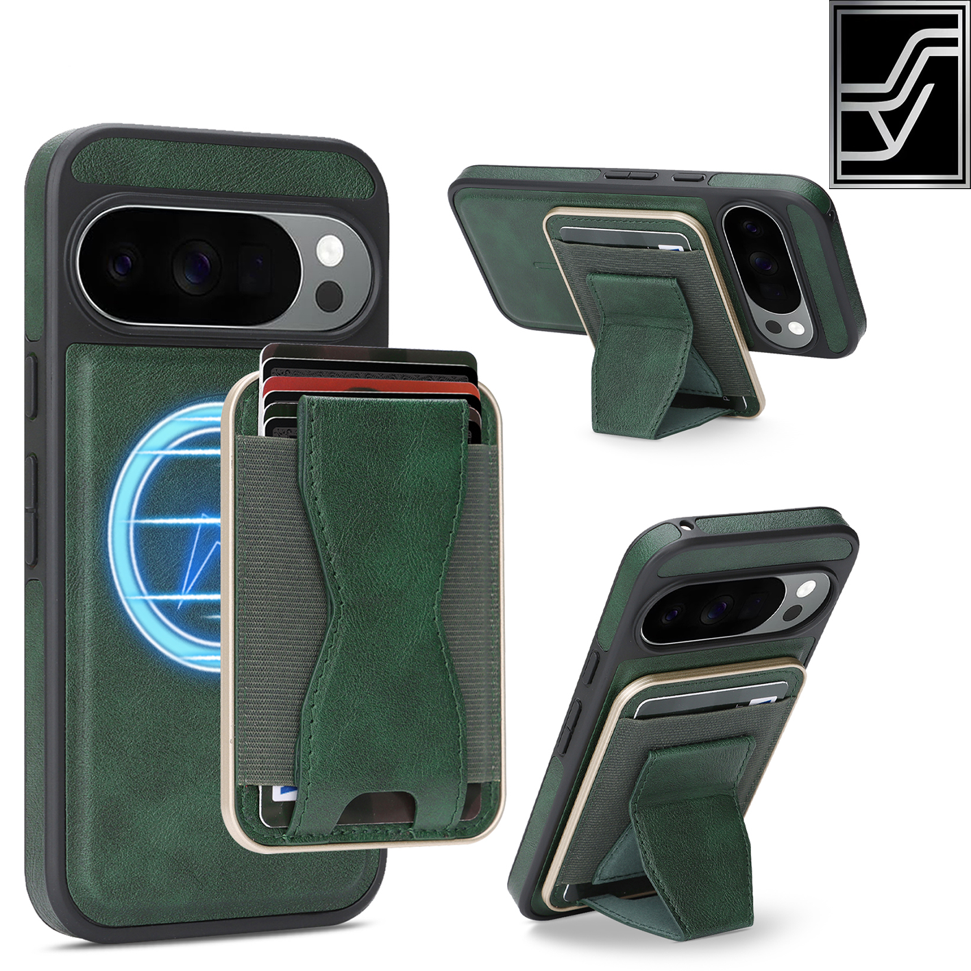 Sunyi Q2 2-in-1 Magnetic Card Holder Phone Case Google Pixel 10 9 A Pro XL Powerful N52 Magnets, MagSafe Seamless Charging