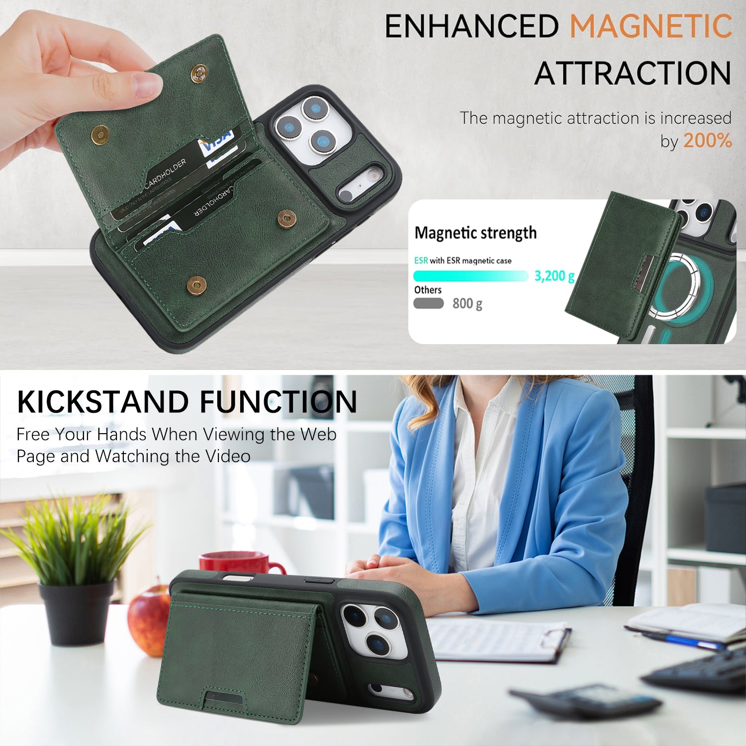 Sunyi Q Series C1 Two-in-One Magnetic Case iPhone Air 17 16E 16 15 Pro Max Plus Engineered with N52 Ring Magnet for Seamless MagSafe & Wireless Charging