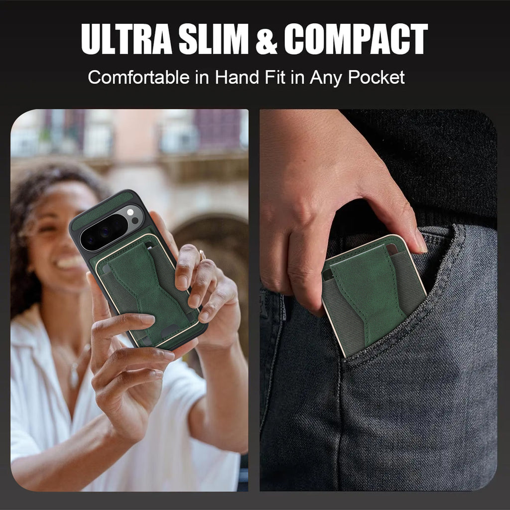 Sunyi Q2 2-in-1 Magnetic Card Holder Phone Case Google Pixel 10 9 A Pro XL Powerful N52 Magnets, MagSafe Seamless Charging