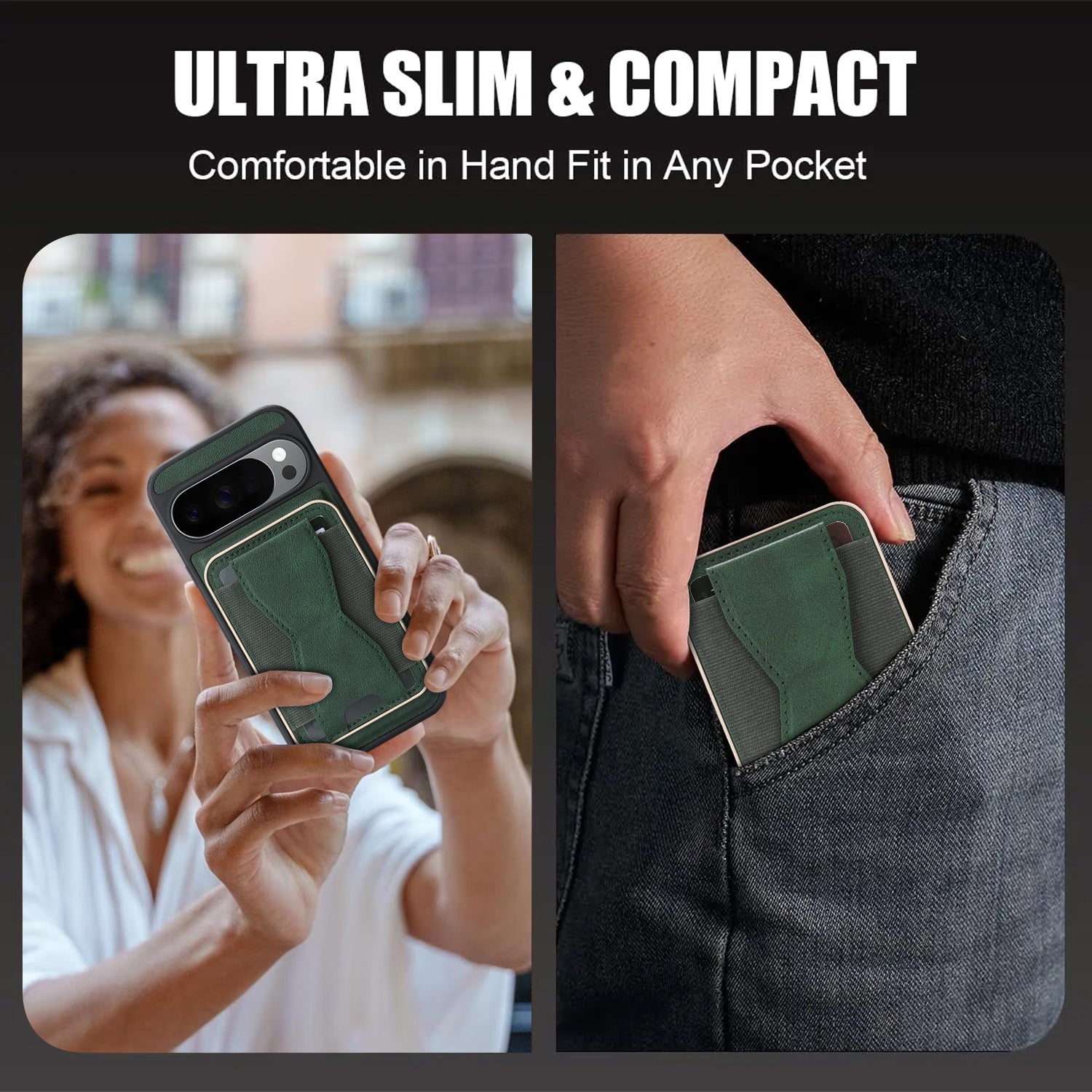 Sunyi Q2 2-in-1 Magnetic Card Holder Phone Case Google Pixel 10 9 A Pro XL Powerful N52 Magnets, MagSafe Seamless Charging