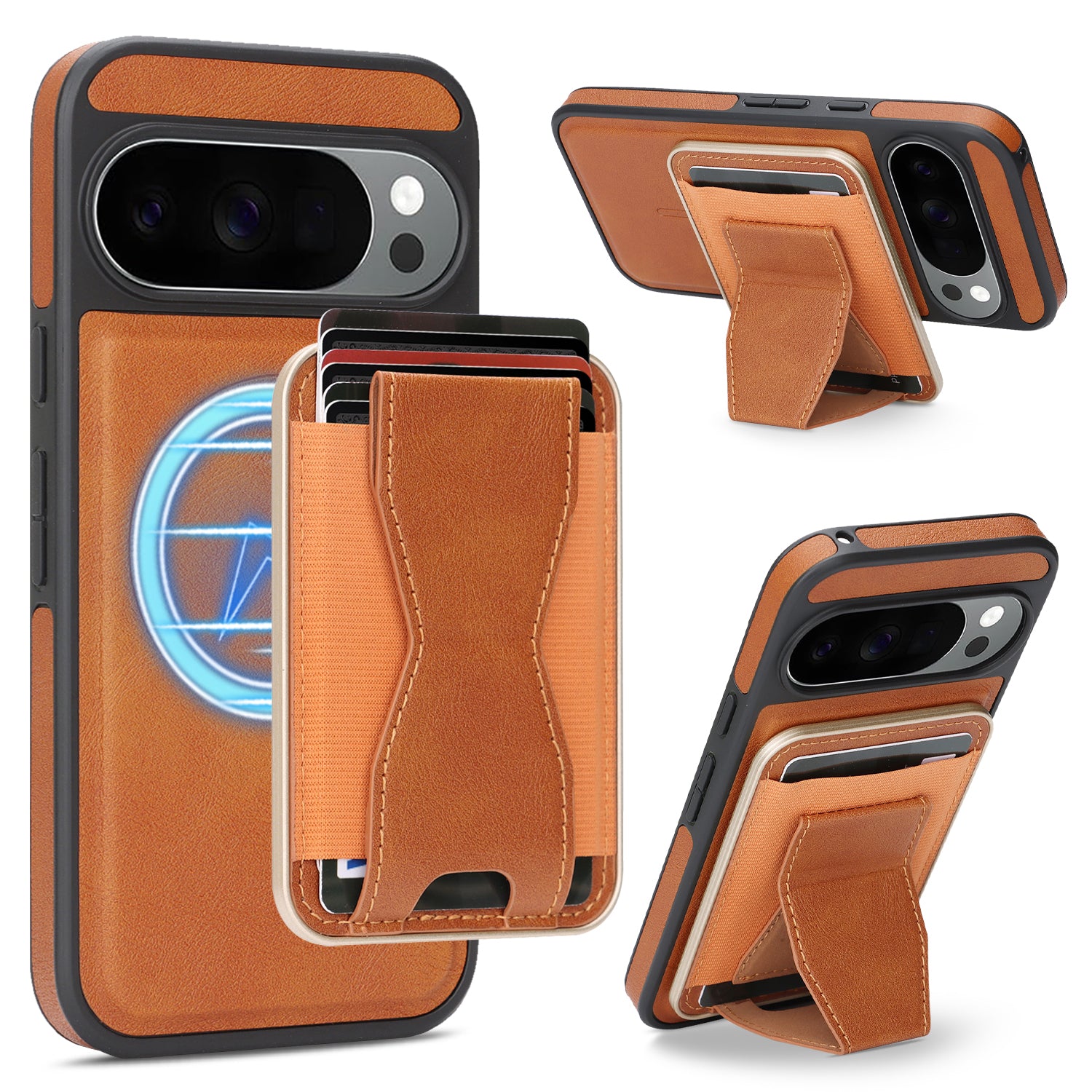 Sunyi Q2 2-in-1 Magnetic Card Holder Phone Case Google Pixel 10 9 A Pro XL Powerful N52 Magnets, MagSafe Seamless Charging