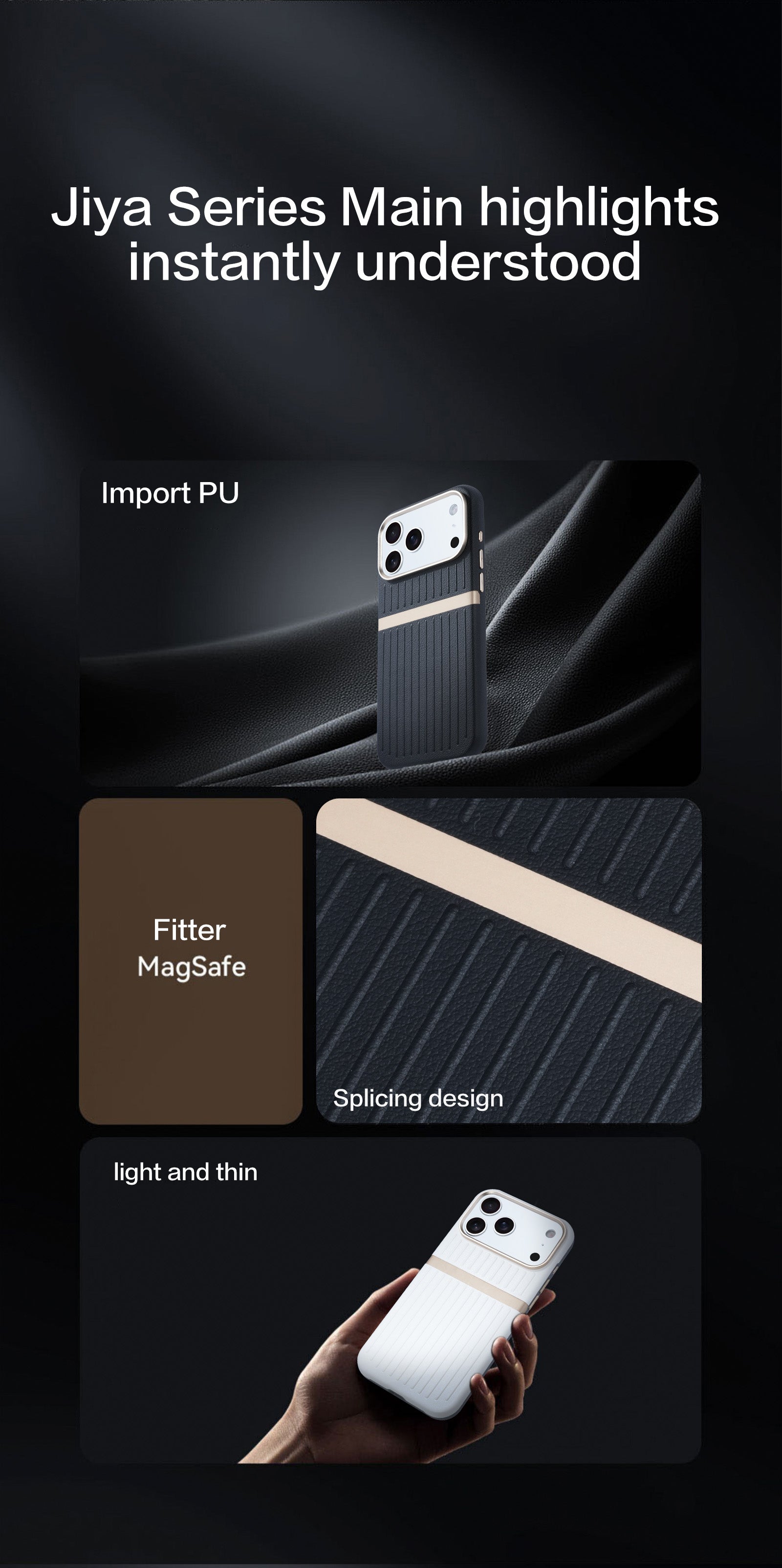 Sunyi Minimalist Luxe Series for iPhone Air 17 16 15 Pro Max | Ultra-Slim Shockproof Case with Premium Tactile Finish