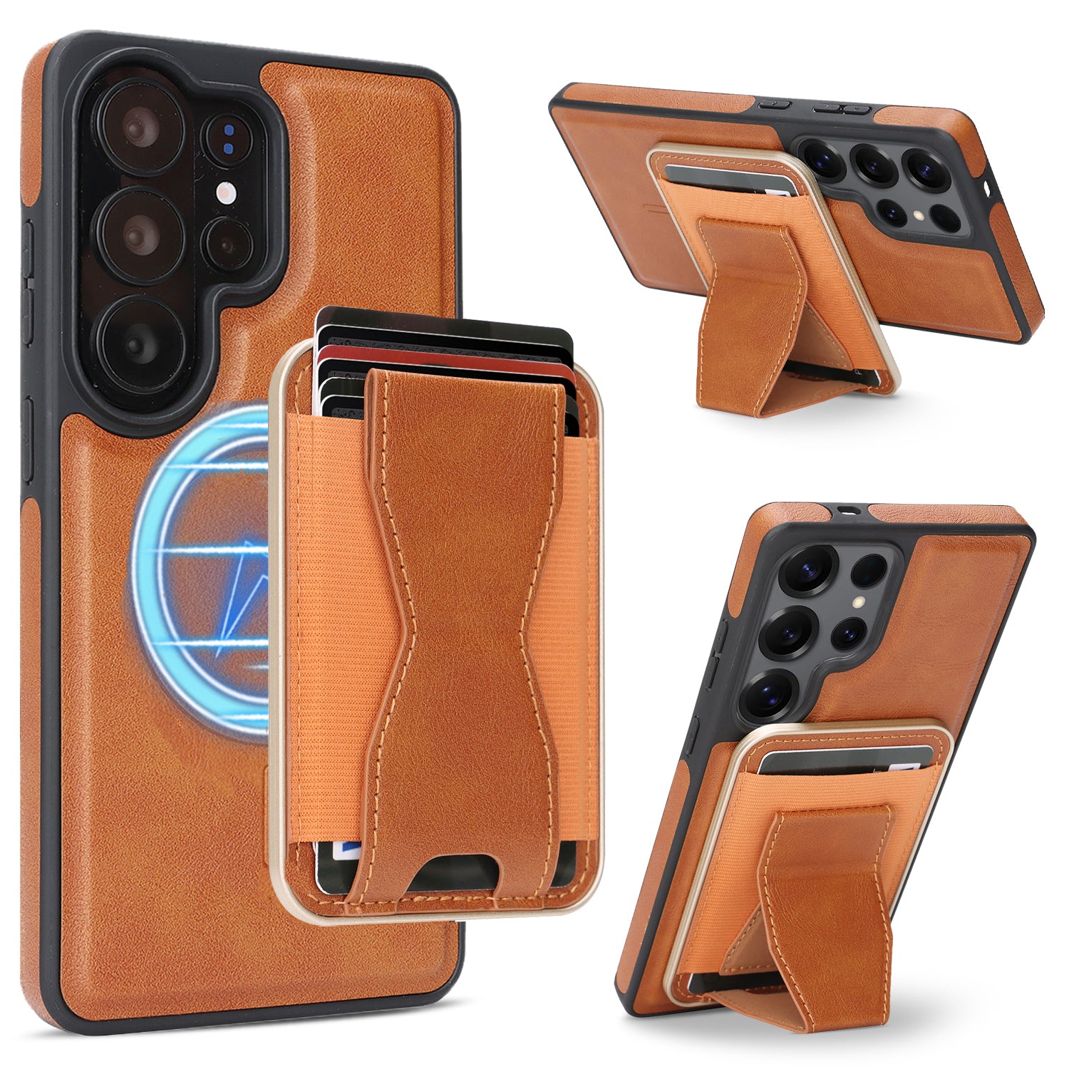 Sunyi Q2 2-in-1 Magnetic Card Holder Phone Case Samsung Galaxy S26 S25 S24 S23 Ultra Plus Powerful N52 Magnets, MagSafe Seamless Charging