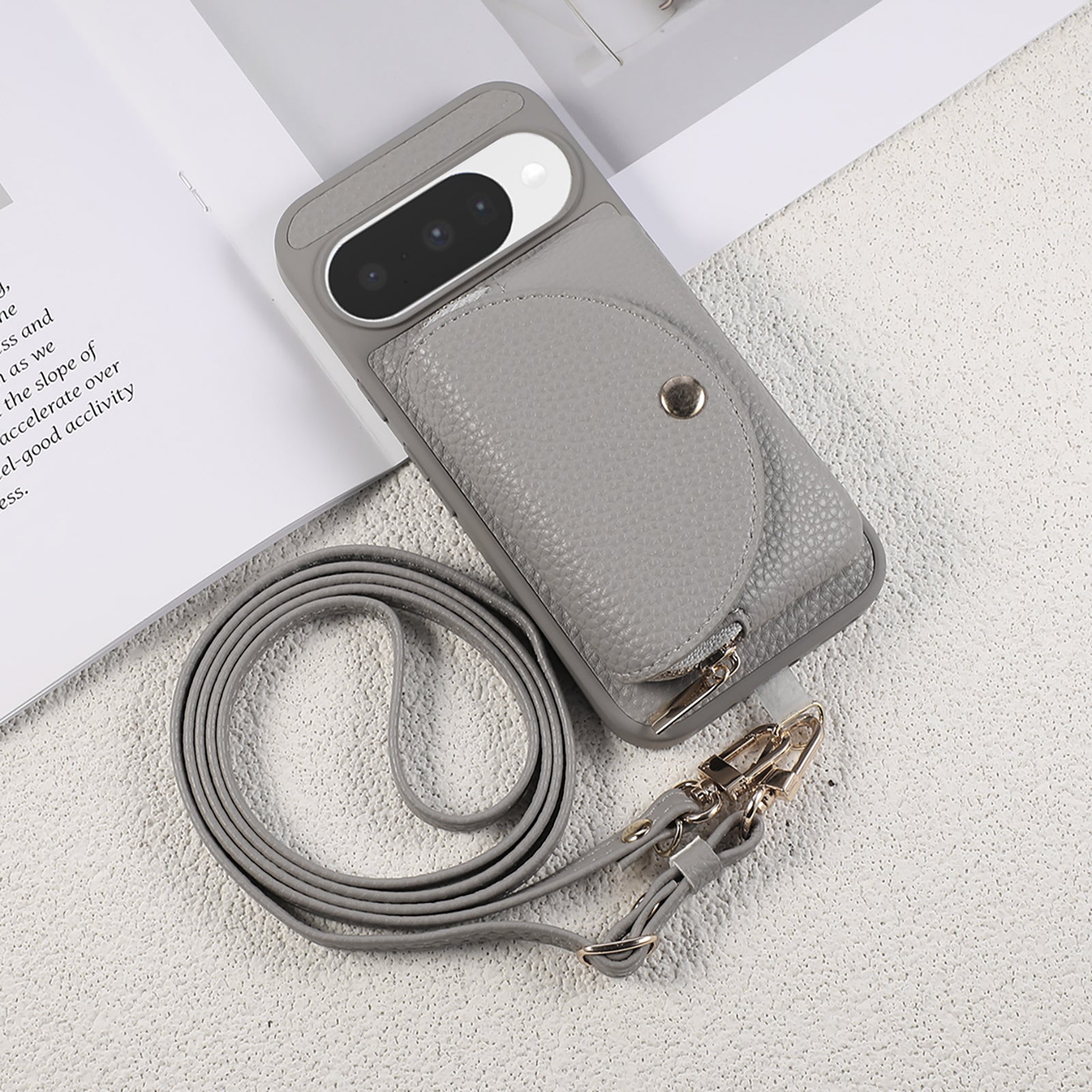 Sunyi Fashion Wallet Phone Case with Mirror & Crossbody Strap, Leather Card Holder Case for Google 10/9 Series