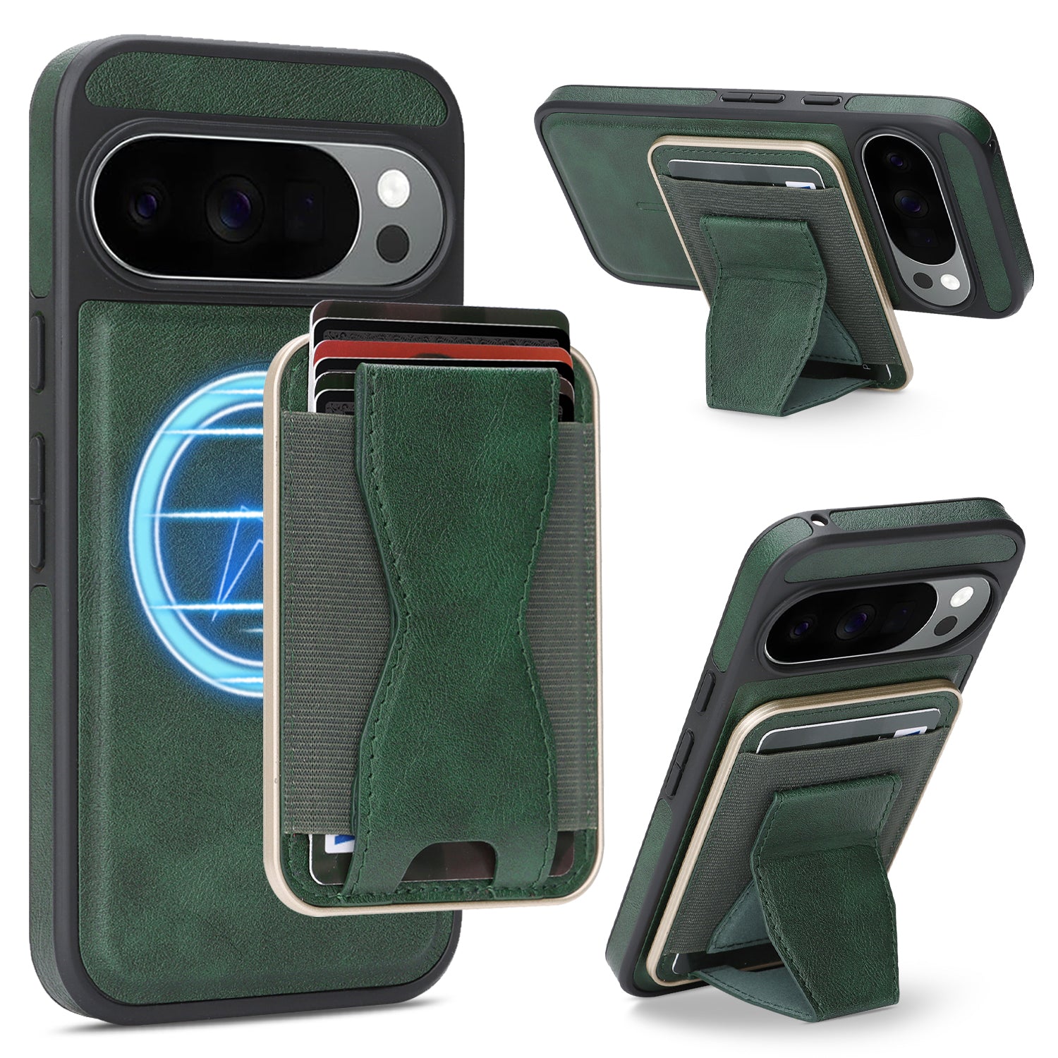 Sunyi Q2 2-in-1 Magnetic Card Holder Phone Case Google Pixel 10 9 A Pro XL Powerful N52 Magnets, MagSafe Seamless Charging