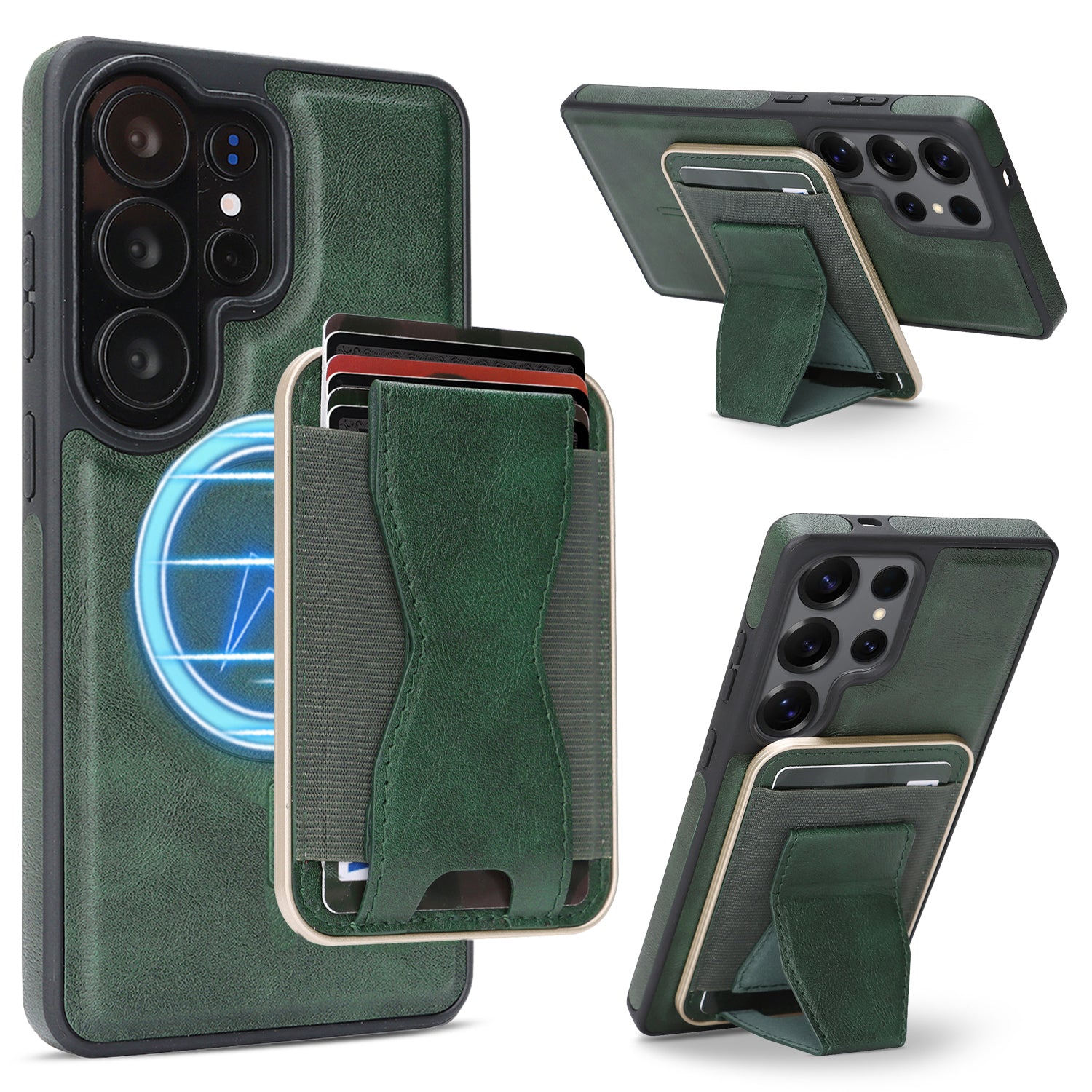 Sunyi Q2 2-in-1 Magnetic Card Holder Phone Case Samsung Galaxy S26 S25 S24 S23 Ultra Plus Powerful N52 Magnets, MagSafe Seamless Charging