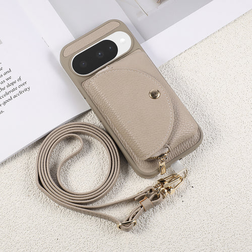 Sunyi Fashion Wallet Phone Case with Mirror & Crossbody Strap, Leather Card Holder Case for Google 10/9 Series