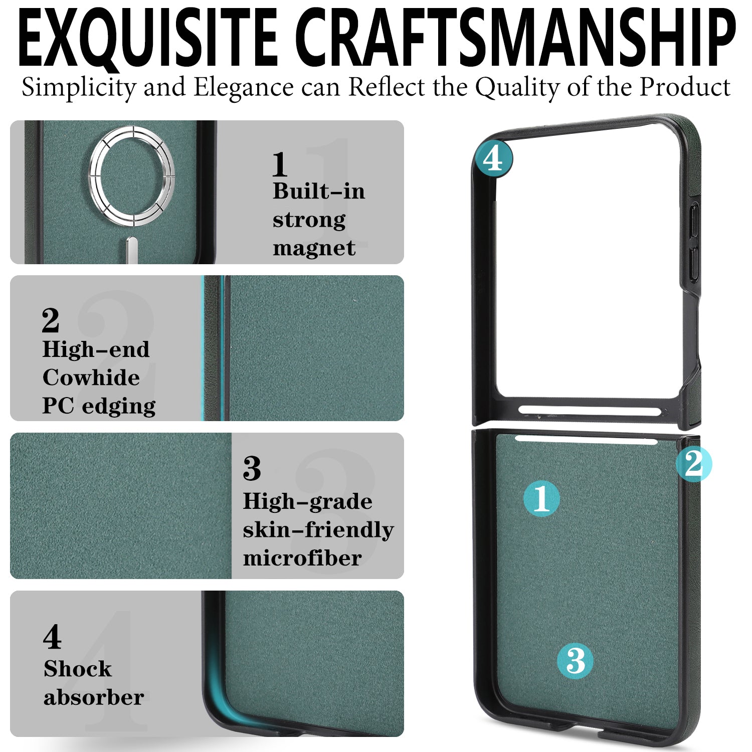 Sunyi Q Series C1 Two-in-One Magnetic Case Samsung Galaxy Z Flip 7 FE 6 5 4 3 Engineered with N52 Ring Magnet for Seamless MagSafe & Wireless Charging