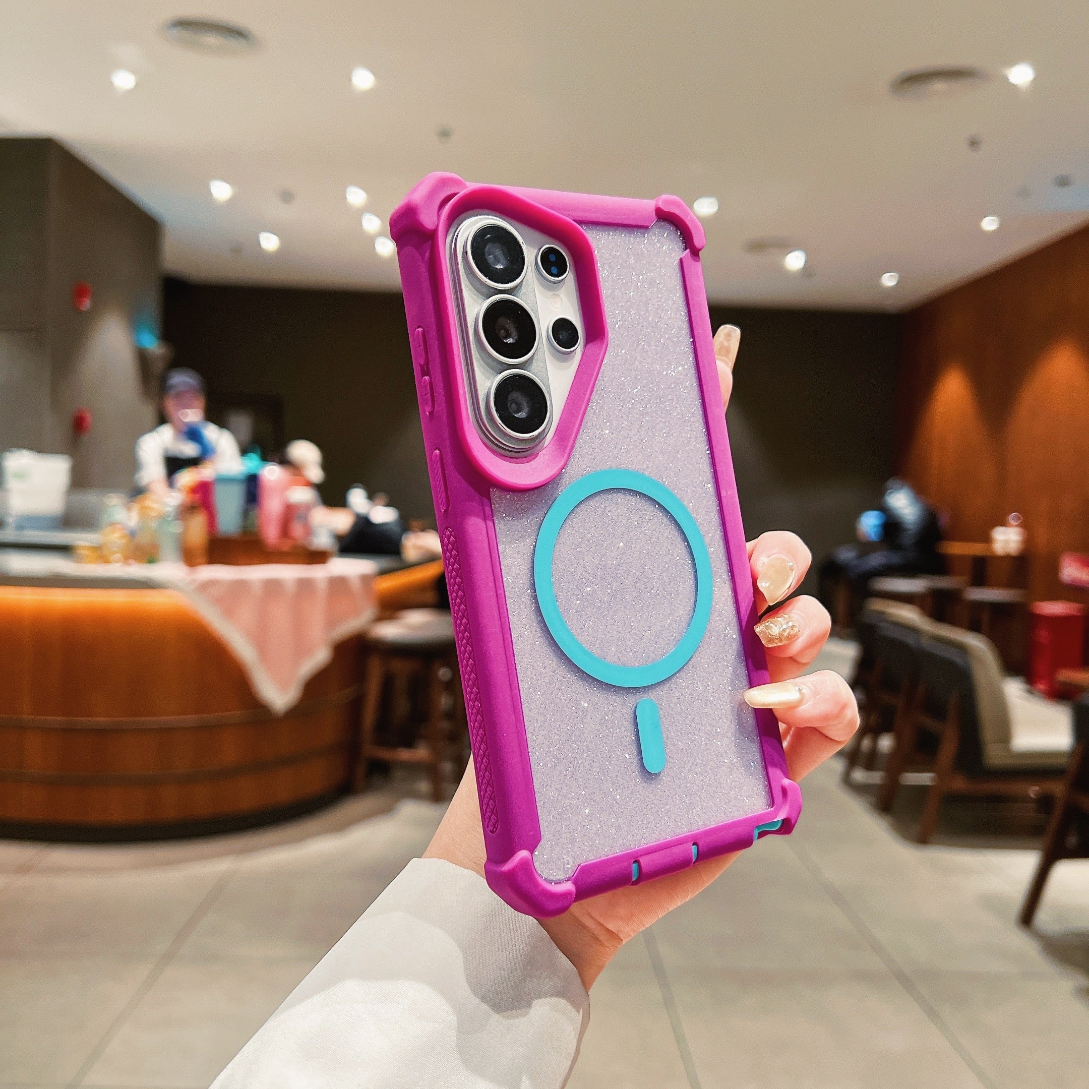 Sunyi Military Grade Drop Tested MagSafe Case for Samsung Galaxy 26 / S26 Plus / S26 Ultra, Dual Layer Heavy Duty Protection, Shockproof Bumper with Glitter Clear Back, Non-Slip Phone Cover