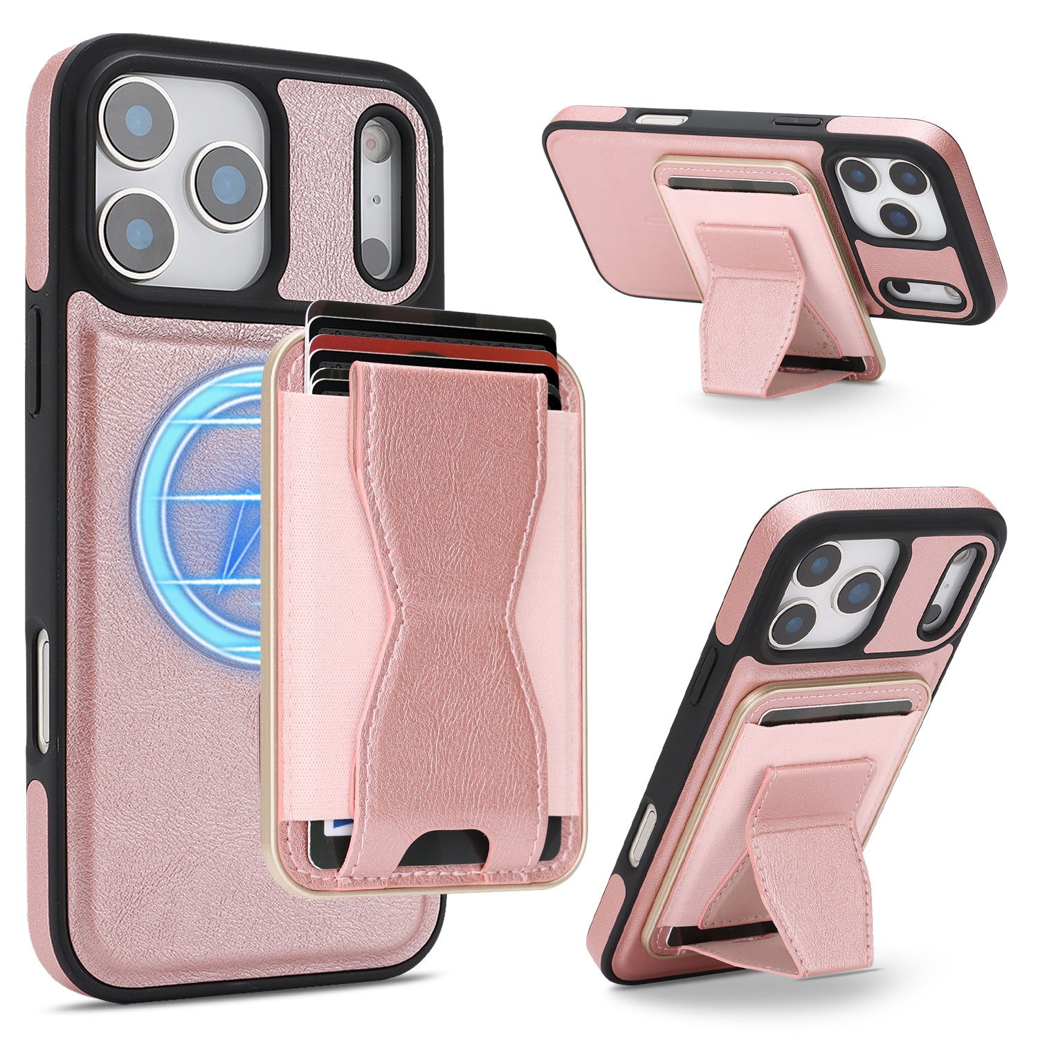 Sunyi Q2 2-in-1 Magnetic Card Holder Phone Case iPhone Air 17 16 16E 15 Pro Max Plus Powerful N52 Magnets, MagSafe Seamless Charging