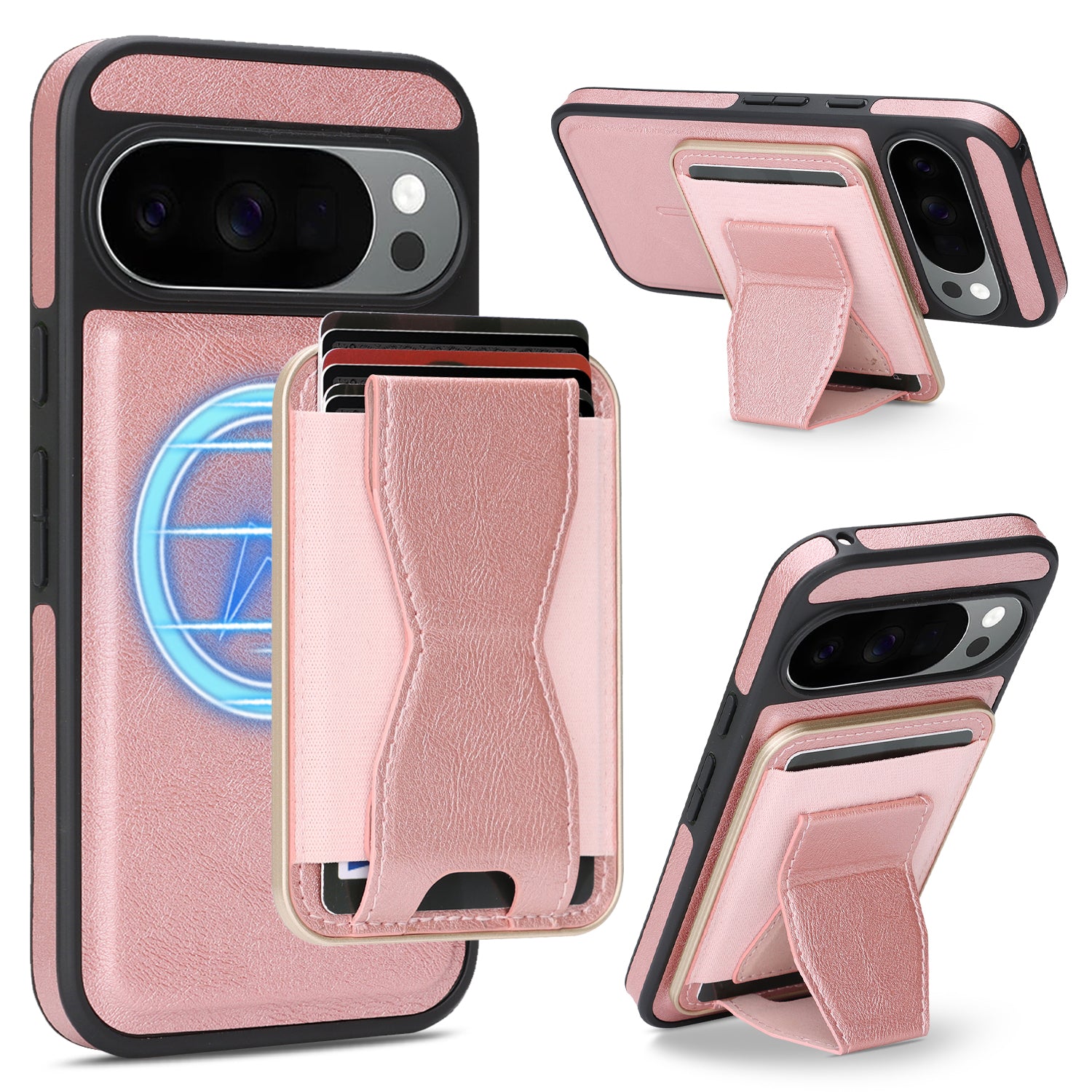 Sunyi Q2 2-in-1 Magnetic Card Holder Phone Case Google Pixel 10 9 A Pro XL Powerful N52 Magnets, MagSafe Seamless Charging