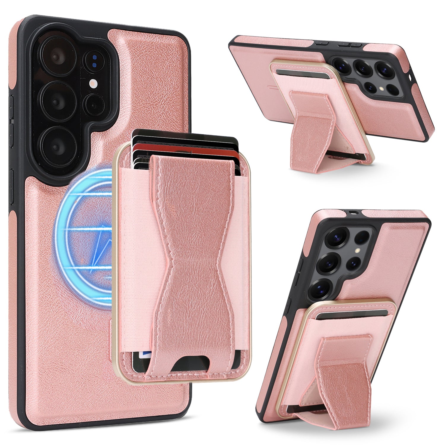 Sunyi Q2 2-in-1 Magnetic Card Holder Phone Case Samsung Galaxy S26 S25 S24 S23 Ultra Plus Powerful N52 Magnets, MagSafe Seamless Charging