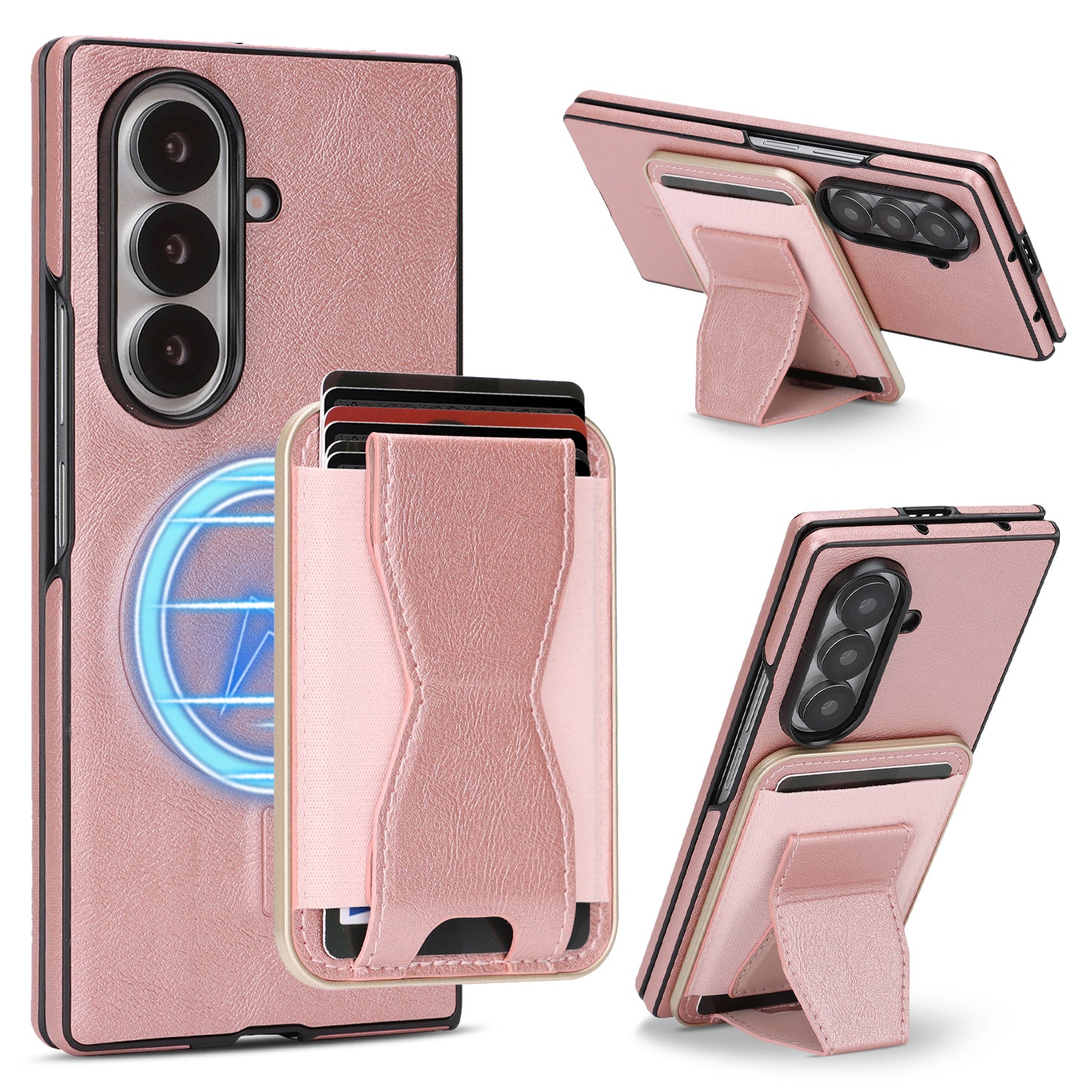 Sunyi Q2 2-in-1 Magnetic Card Holder Phone Case Samsung Galaxy Z Fold 7 6 5 4 3 Powerful N52 Magnets, MagSafe Seamless Charging