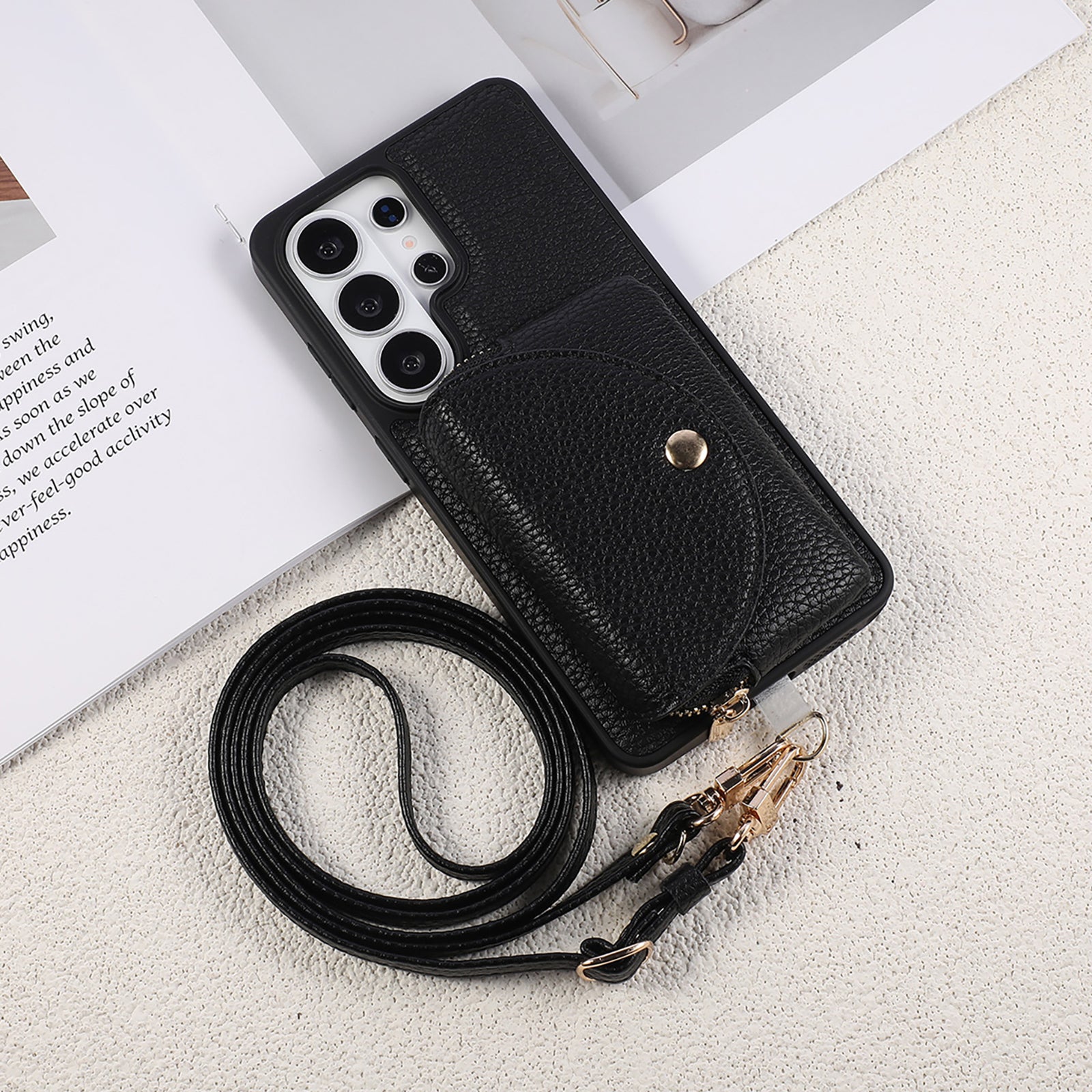 Sunyi Fashion Wallet Phone Case with Mirror & Crossbody Strap, PU Leather Card Holder Case for Samsung Galaxy S26/S25/S24 Series