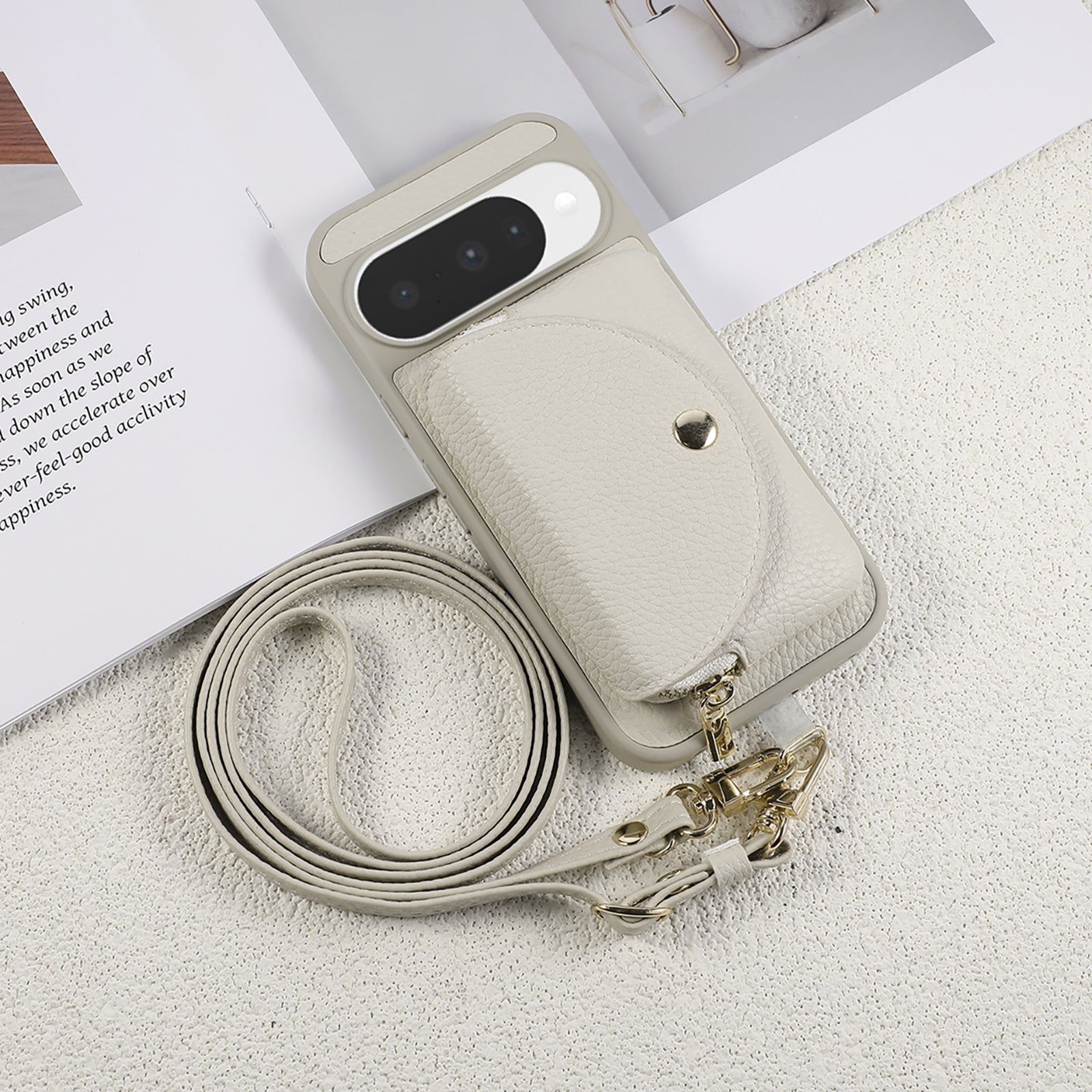 Sunyi Fashion Wallet Phone Case with Mirror & Crossbody Strap, Leather Card Holder Case for Google 10/9 Series