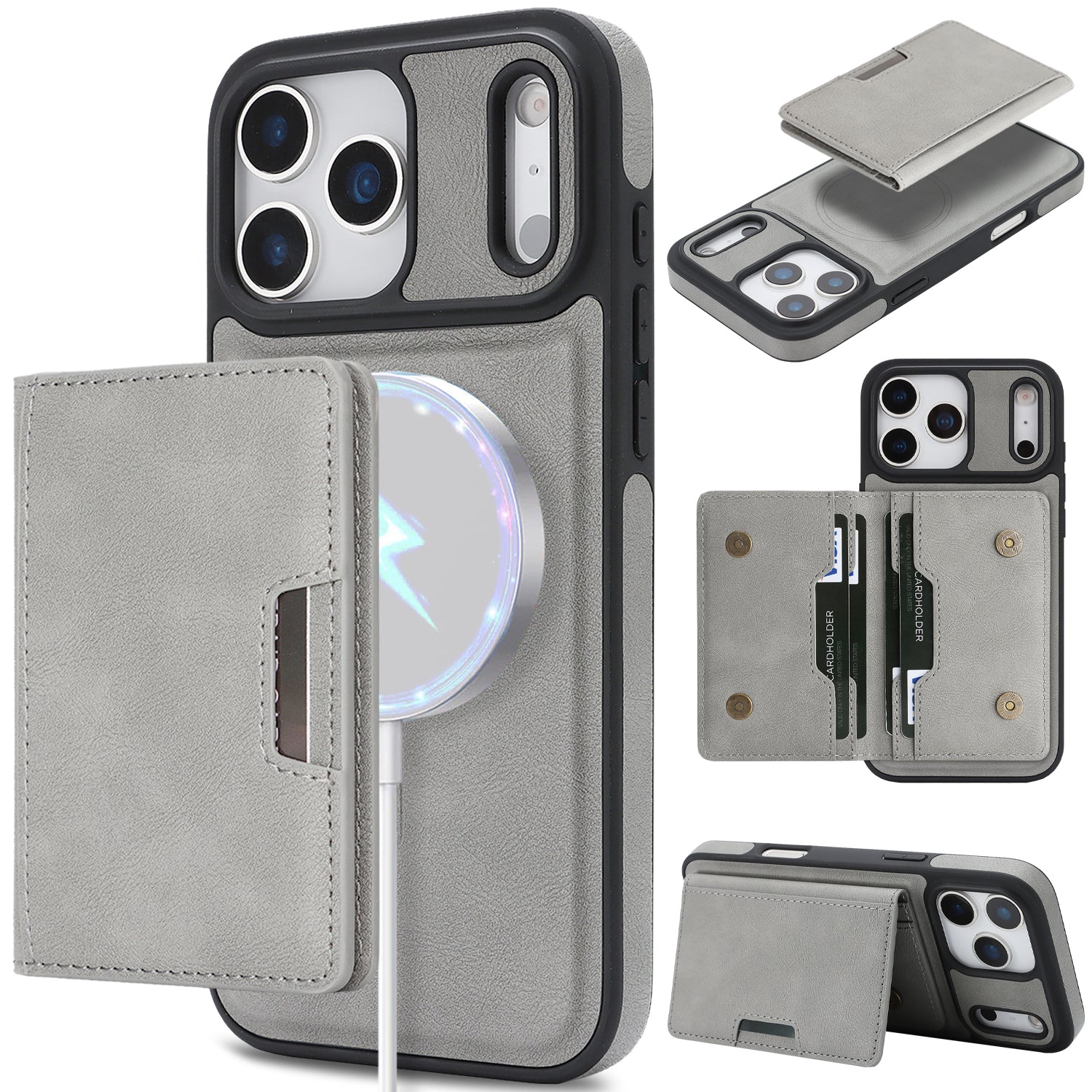 Sunyi Q Series C1 Two-in-One Magnetic Case iPhone Air 17 16E 16 15 Pro Max Plus Engineered with N52 Ring Magnet for Seamless MagSafe & Wireless Charging