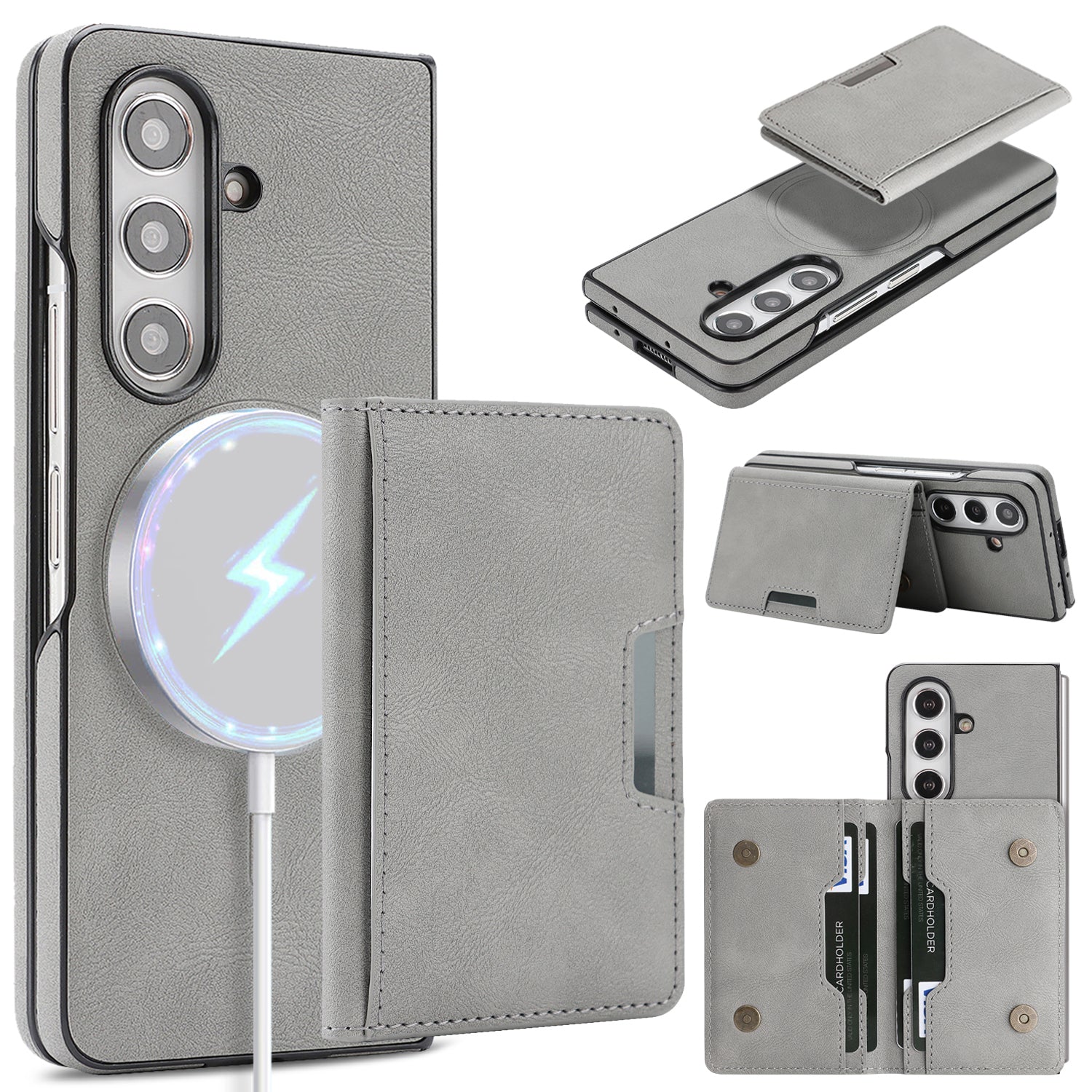 Sunyi Q Series C1 Two-in-One Magnetic Case Samsung Galaxy Z Fold 7 6 5 4 3 Engineered with N52 Ring Magnet for Seamless MagSafe & Wireless Charging