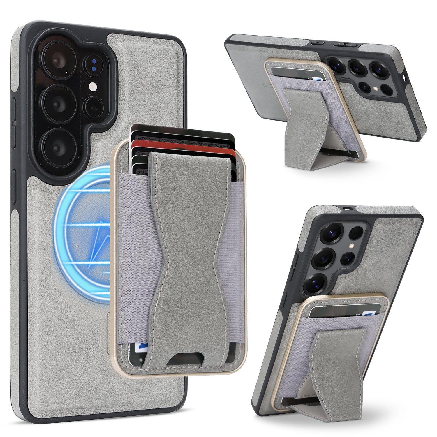 Sunyi Q2 2-in-1 Magnetic Card Holder Phone Case Samsung Galaxy S26 S25 S24 S23 Ultra Plus Powerful N52 Magnets, MagSafe Seamless Charging