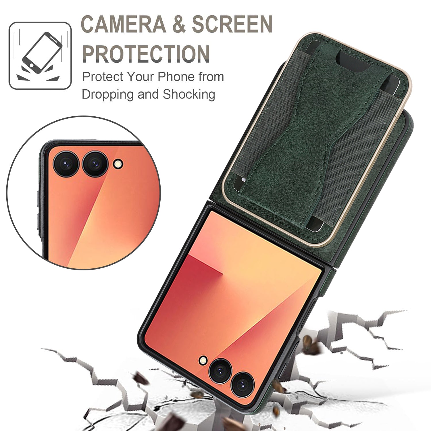 Sunyi Q2 2-in-1 Magnetic Card Holder Phone Case Samsung Galaxy Z Flip 7 FE 6 5 4 3 Powerful N52 Magnets, MagSafe Seamless Charging