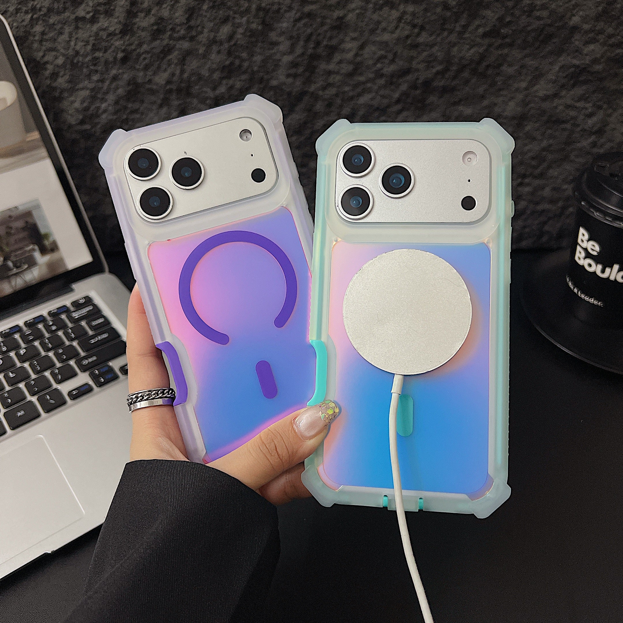 Sunyi MagiColor Pro for iPhone Air 15 16 17 Plus Pro Max | Thermochromic Magnetic Case with Military Protection - Trendy Macaron Palette