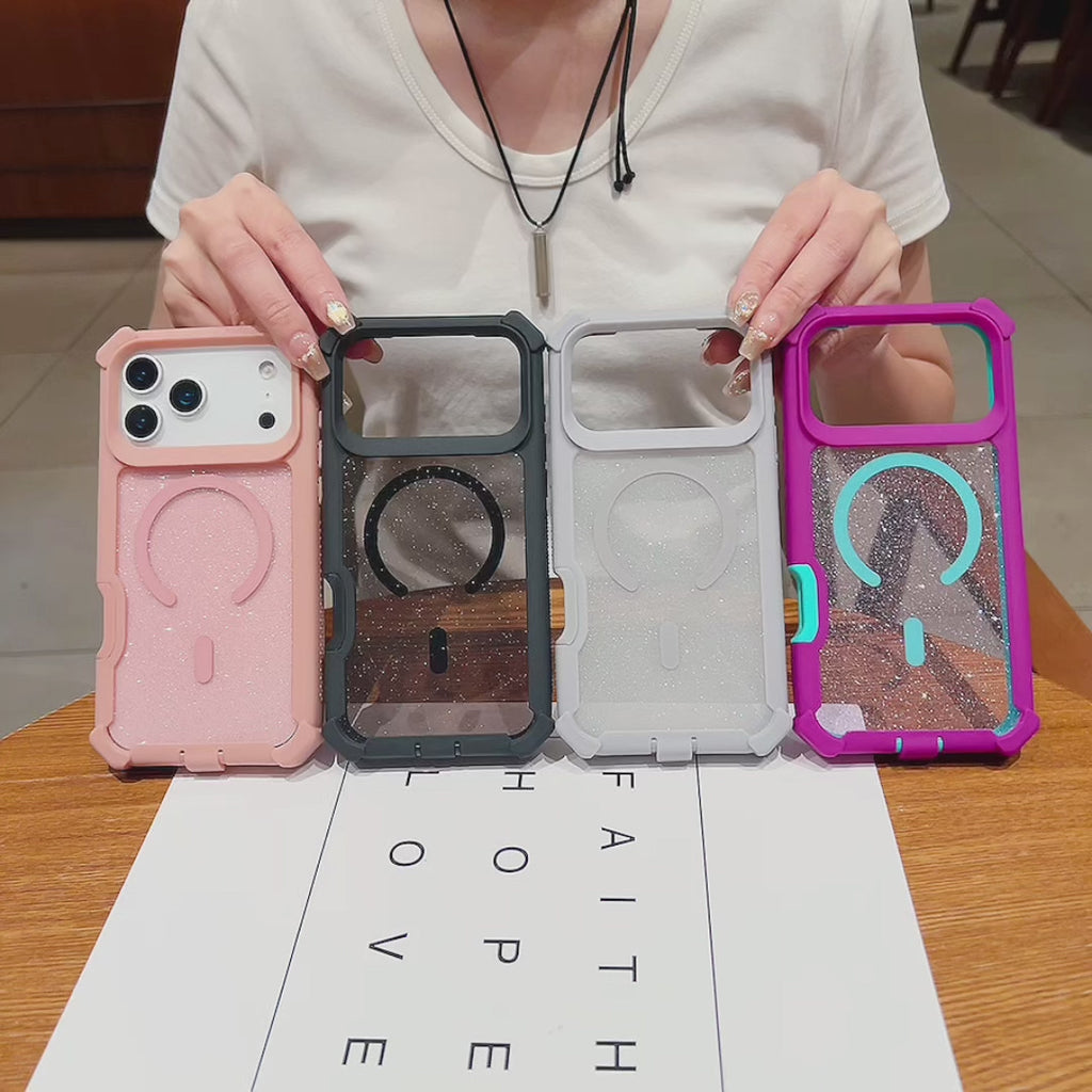 Sunyi Magnetic-Compatible iPhone Case for iPhone Air 17 16 15 Pro Max Plus – Dual-Layer Protective Cover with MagSafe Support