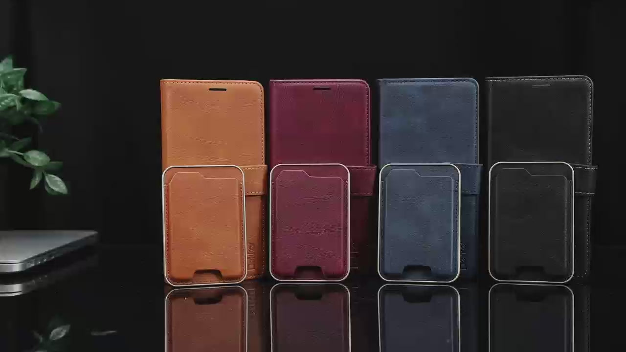Sunyi Magnetic Leather Wallet Case for iPhone (17/16/15/14 Series)   with N52 Magnet, MagSafe Wireless Charging, 3 Card Slots & Slim Card Holder
